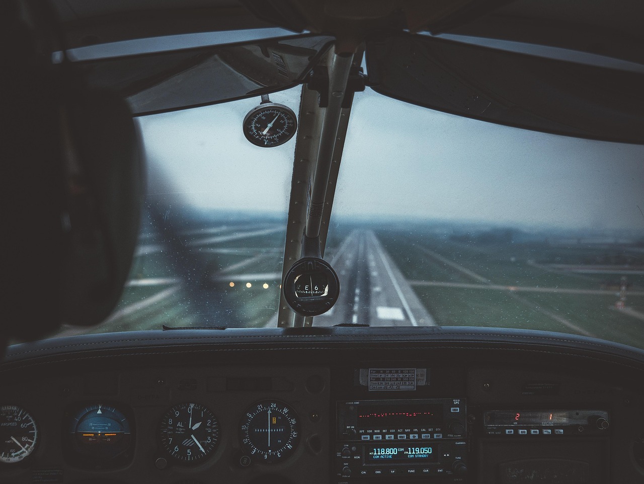 Pilot in cockpit